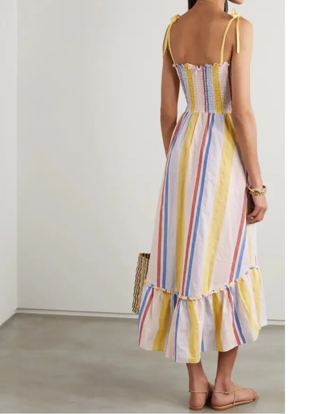 Lemlem net sustain Jima smocked striped woven Dress medium - Picture 2 of 8